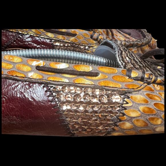 KENZIE Diva Women Sz 8.5 Moccasins Animal Snakeskin Patchwork Flats Loafer Shoes - Picture 4 of 16